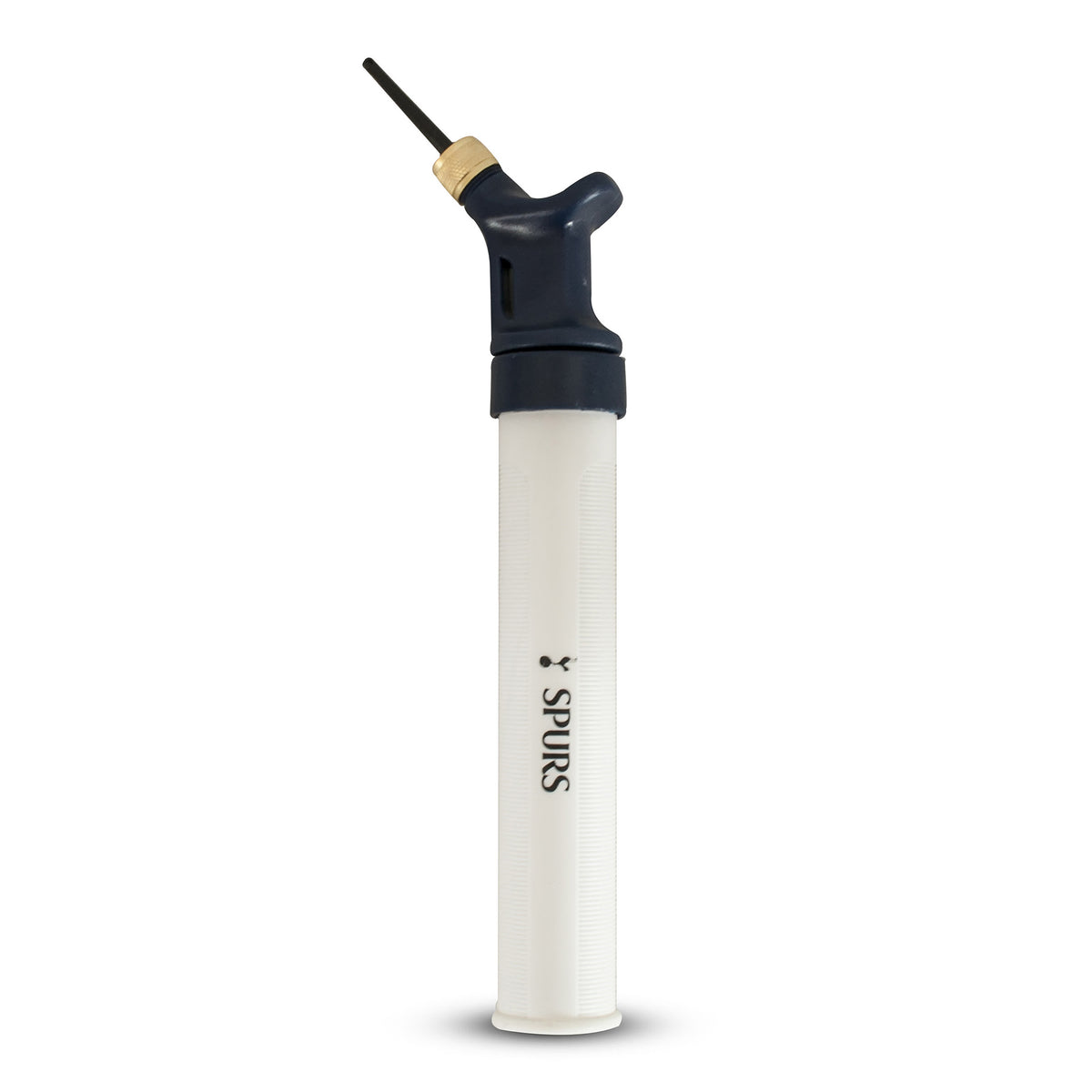 Tottenham Hotspur Official Dual Action Football Pump in black and white on a white background